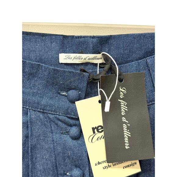 NWT Les Filles D'ailleurs High Rise Wide Leg Palazoo Jeans Dark Blue Women's S - Picture 3 of 5
